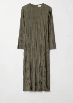 Store & Other Stories Crinkled Midi Dress Khaki