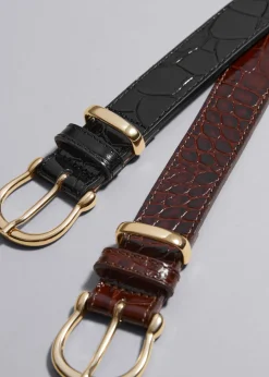 Clearance & Other Stories Croc Embossed Leather Belt