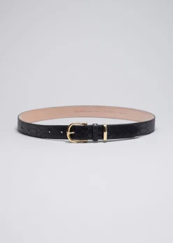 Clearance & Other Stories Croc Embossed Leather Belt
