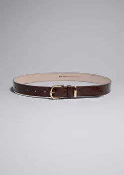 Clearance & Other Stories Croc Embossed Leather Belt