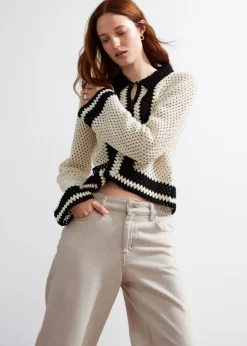 Flash Sale & Other Stories Crocheted Cardigan Cream/Black