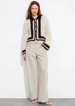 Flash Sale & Other Stories Crocheted Cardigan Cream/Black