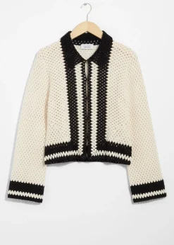 Flash Sale & Other Stories Crocheted Cardigan Cream/Black