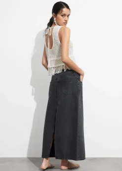 Discount & Other Stories Crocheted Fringe Tank Top Cream