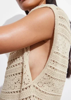 Hot & Other Stories Crocheted Mini Dress Beige