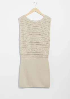 Hot & Other Stories Crocheted Mini Dress Beige