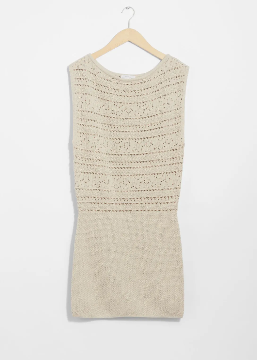 Hot & Other Stories Crocheted Mini Dress Beige