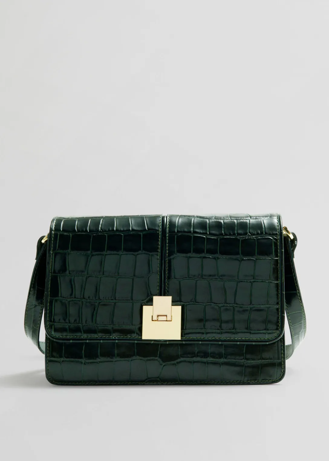 Best & Other Stories Croco Leather Bag Dark Green