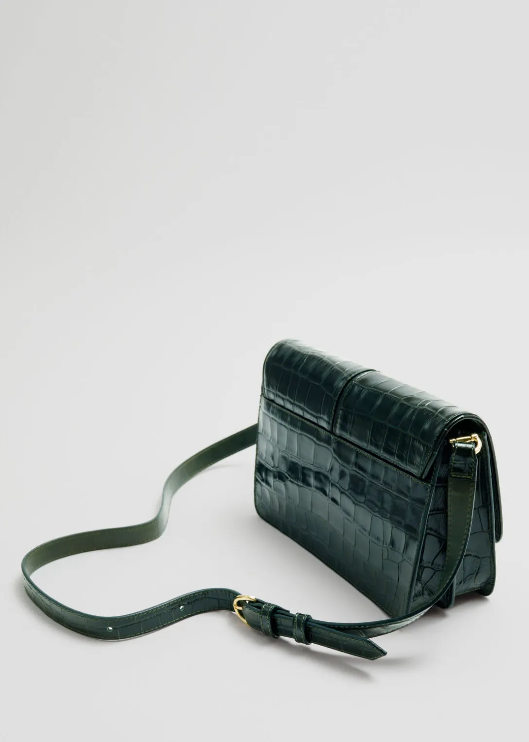 Best & Other Stories Croco Leather Bag Dark Green