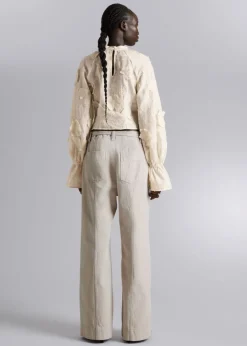 New & Other Stories Cropped Floral-Appliqué Blouse