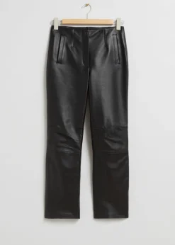 Best & Other Stories Cropped Leather Trousers Black