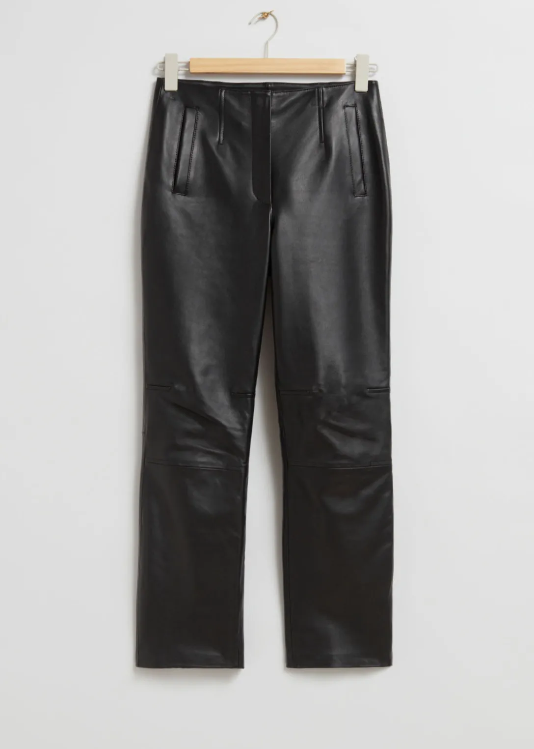 Best & Other Stories Cropped Leather Trousers Black