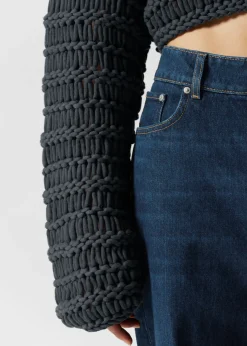 Best & Other Stories Cropped Open-Stitch Jumper Navy