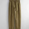 Flash Sale & Other Stories Cropped Paperbag Trousers Khaki