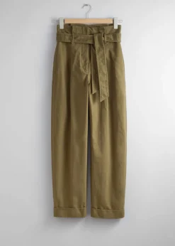 Flash Sale & Other Stories Cropped Paperbag Trousers Khaki
