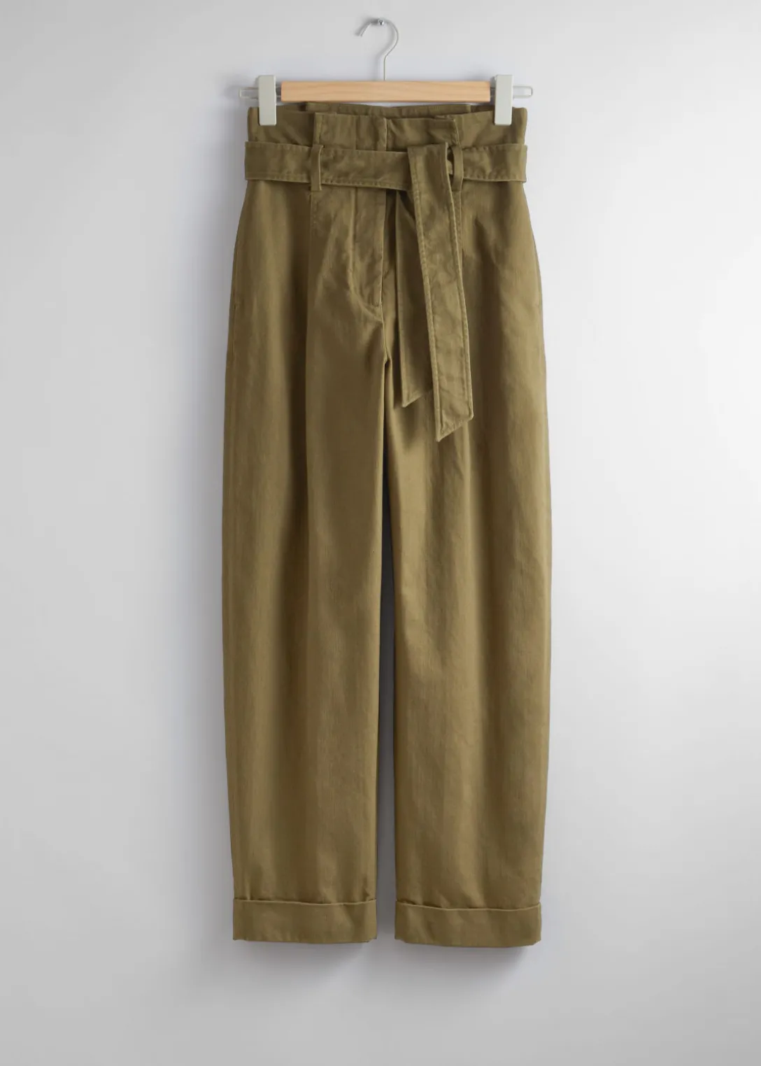 Flash Sale & Other Stories Cropped Paperbag Trousers Khaki
