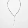 Clearance & Other Stories Crystal-Beaded Chain Necklace Silver