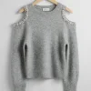 Online & Other Stories Cut-Out Knit Sweater Grey Melange