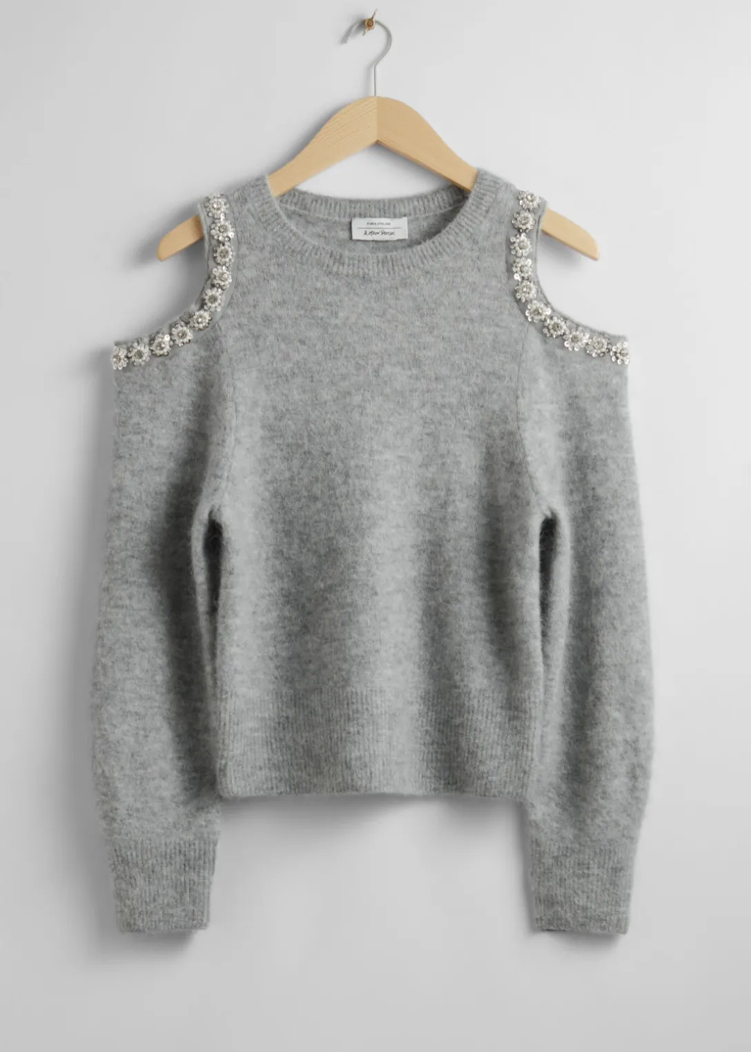 Online & Other Stories Cut-Out Knit Sweater Grey Melange
