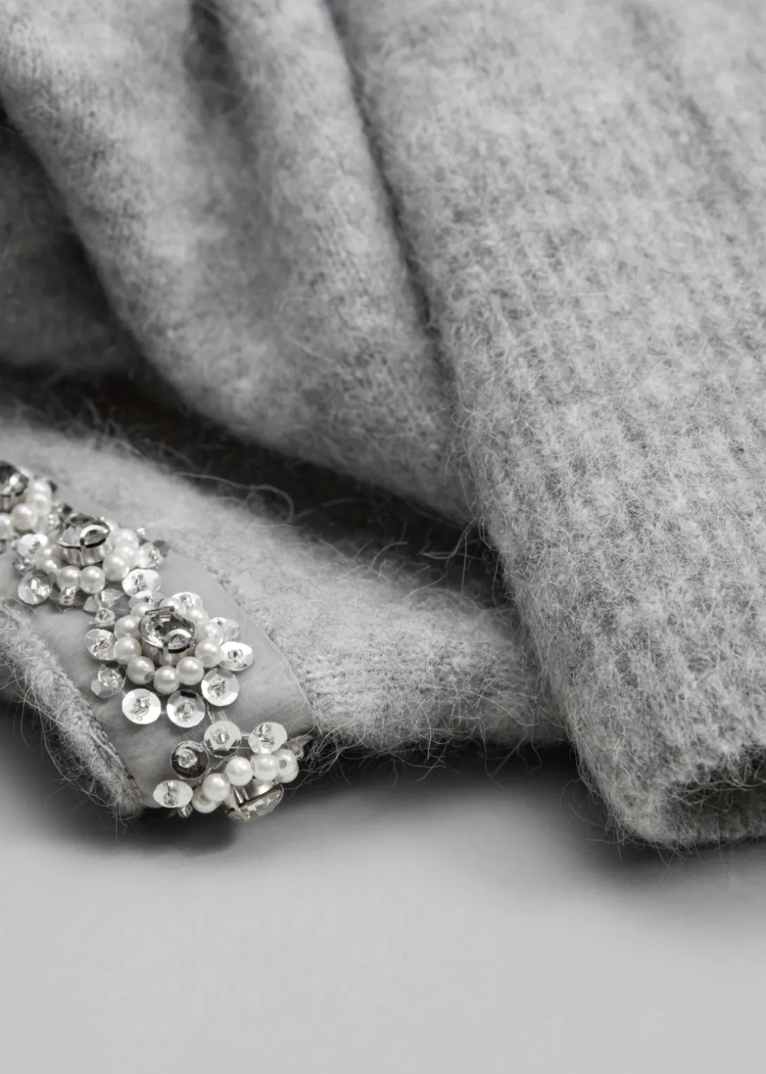 Online & Other Stories Cut-Out Knit Sweater Grey Melange