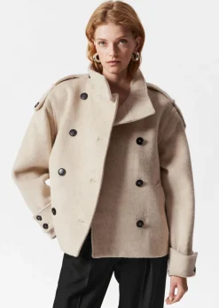 Discount & Other Stories Double-Breasted Wool Jacket Light Beige