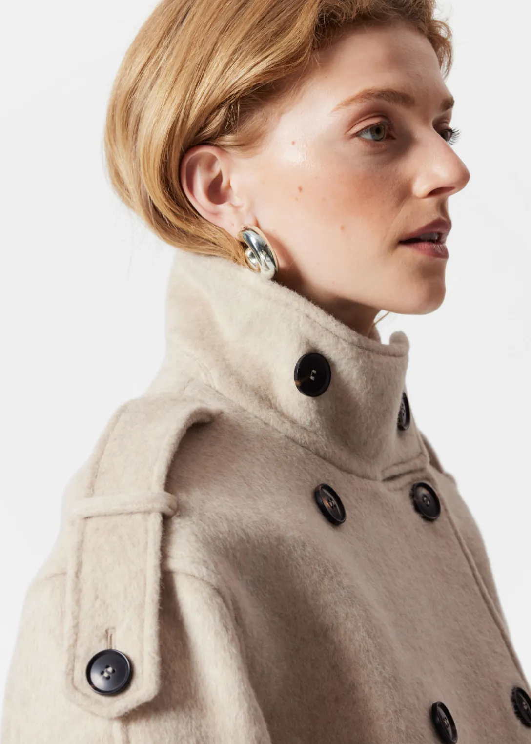 Discount & Other Stories Double-Breasted Wool Jacket Light Beige