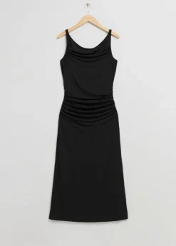 Hot & Other Stories Draped Cowl Neck Midi Dress