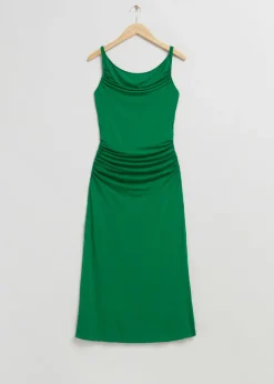 Hot & Other Stories Draped Cowl Neck Midi Dress