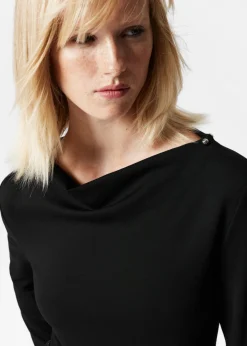 Outlet & Other Stories Draped Metal-Trimmed Top Black