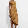 Outlet & Other Stories Draped Midi Dress Mustard