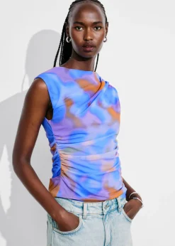 Sale & Other Stories Draped Printed Top Blue Print