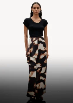 Online & Other Stories Draped Satin Midi Skirt Brown