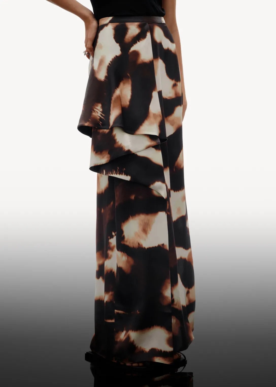 Online & Other Stories Draped Satin Midi Skirt Brown