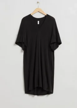 Clearance & Other Stories Draped V-Neck Dress Black