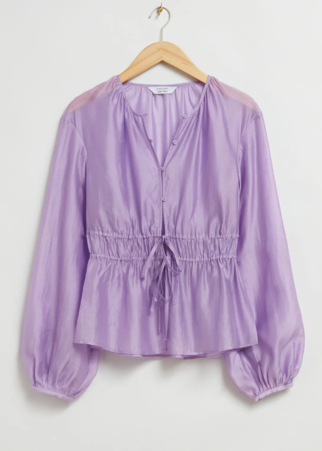Store & Other Stories Drawstring Waist Blouson Sleeve Blouse Lilac
