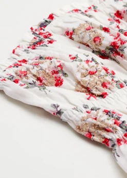 Cheap & Other Stories Elasticated Beaded Bustier Top White Floral Embroidered