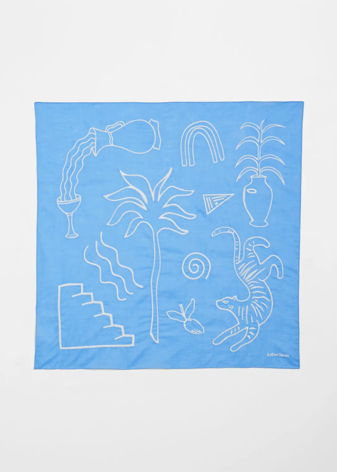 Shop & Other Stories Embroidered Cotton-Voile Scarf Light Blue