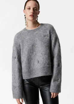 Flash Sale & Other Stories Embroidered Merino-Blend Jumper Grey