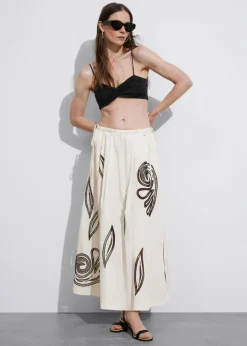 Fashion & Other Stories Embroidered Midi Skirt White