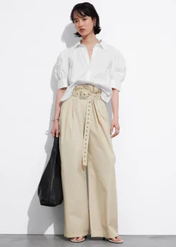 Store & Other Stories Embroidered Puff-Sleeve Blouse