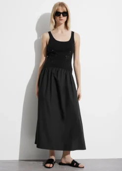 New & Other Stories Embroidered Tank Midi Dress