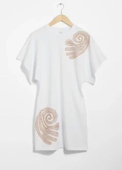 New & Other Stories Embroidered T-Shirt Mini Dress White
