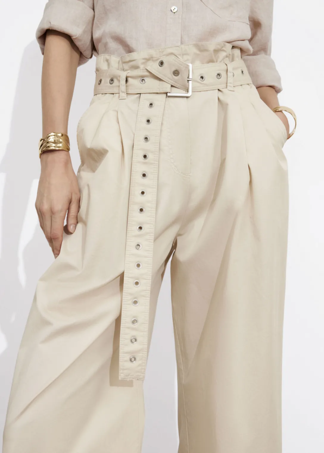 Hot & Other Stories Eyelet-Belt Paperbag Trousers