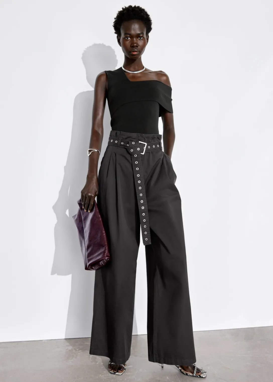 Hot & Other Stories Eyelet-Belt Paperbag Trousers