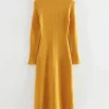 New & Other Stories Fitted A-Line Wool Knit Dress Yellow