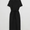Outlet & Other Stories Fitted Midi Buttoned Shirt Dress Black