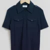 Outlet & Other Stories Fitted Utility Polo Shirt Dark Blue
