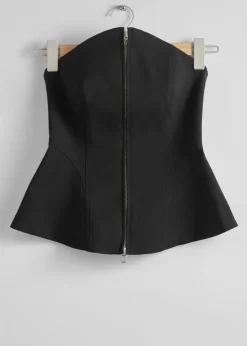 Sale & Other Stories Flared Bustier Top Black