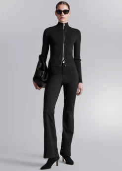 Shop & Other Stories Flared Jersey Trousers Black