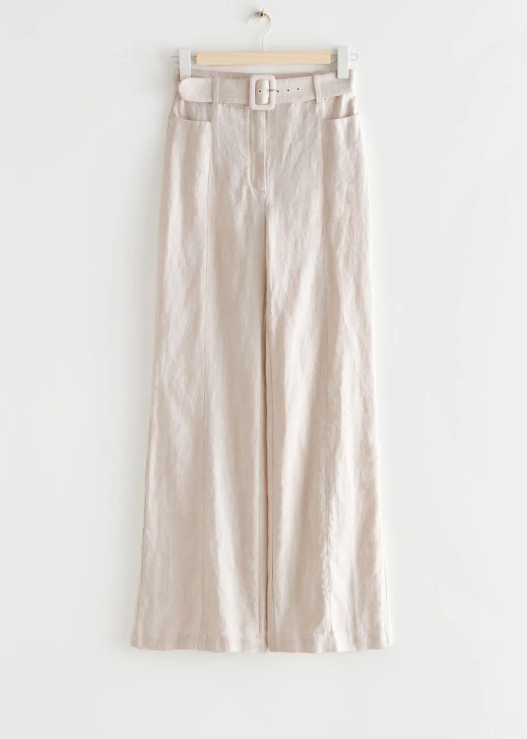 Outlet & Other Stories Flared Linen Trousers Cream